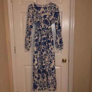 SHEIN White and Blue Floral Maxi Dress
